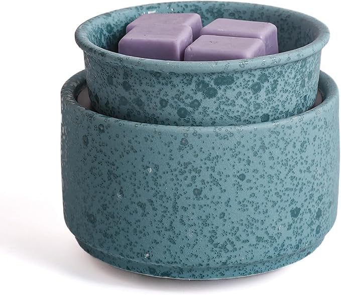 Ceramic Electric Wax Melt Warmer & Cube Oil Melter Cute Small Warmers Aromatherapy for Home Decorative Burner Melts Scented Candle Tart Scent Warm Fragrance (Blue Style)