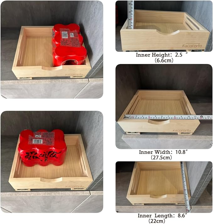 Kitchen Cabinet Organizer, Fully Assembled Drawer Wood Pull Out Tray Drawer Box Cabinet Slide Out Shelve, Wooden Pull-Out Shelf (W12''×D10''×H3'')