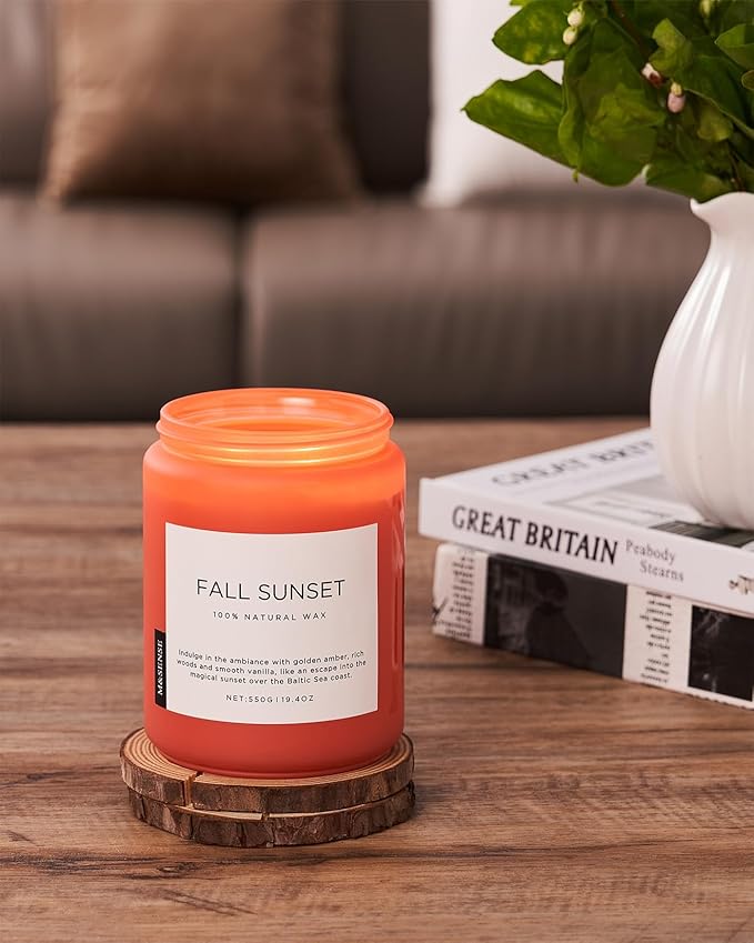 M&SENSE Amber Santal Soy Candles, Scented Candle 110 Hours Long Lasting Clean Burn Large Candle for Home Natural Organic Aromatherapy Relaxing Candle Birthday Holiday Gifts for Mom Friends