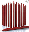 CANDWAX Bordeaux Taper Candles Pack of 12 - Slow Burning Dripless Unscented Straight Candles 12 inch - Ideal for Dinner Table - Smokeless Long Candlesticks
