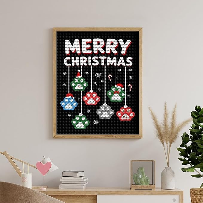 AIVKIEJK Diamond Painting Kits for Adults - Merry Christmas Paw Painting DIY 5D Full Drill Diamond Dots Paintings with Diamonds Gem Art and Crafts Home Decor 16"x20"