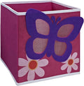 SystemBuild Children's Playroom Kids Toys Organizing 11" x 11" Character Fabric Drawer/Storage Bin (Butterfly)