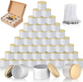 MGLIFEUL Candle Tins Jars Container Vessels for Making 4 8 Oz White Empty Candle Tins Can Gift Box Packaging Plate with Lids Wax Container Bulk Making DIY Candle Supplies Accessories(White,4oz,48pcs)