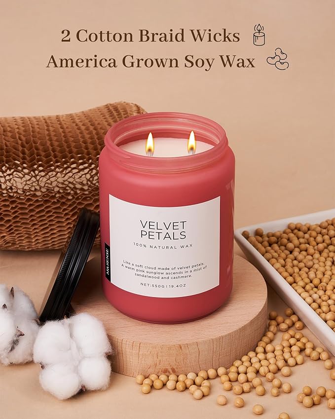 M&SENSE Sandalwood Rose Scented Candle, 19.4oz Large Soy Wax Candle for Home, 110 Hour Long-Lasting Non-Toxic Floral Aromatherapy Candle, Relaxing Self-Care Gift for Mom Her Mother's Day Birthday