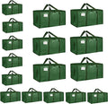 16 Pack-Extra Large Heavy Duty Moving Bags - Waterproof Storage Totes with Handles & Zippers, Foldable for College Dorm, Storage (olive green)