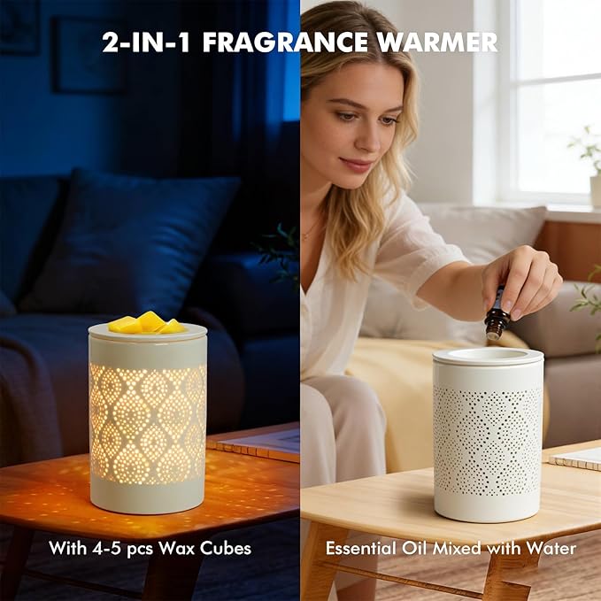 Bobolyn Wax Melt Warmer with Timer Ceramic Electric Candle Warmer Lamp with Timer and Dimmer for Scented Melts Wax Burner Fragrance Wax Melter for Home Office Bedroom Decor Gift for Mom Women