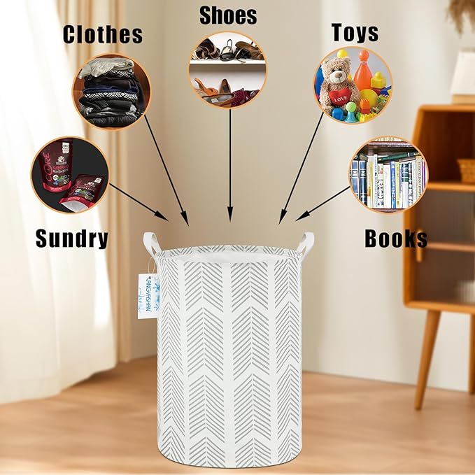 LANGYASHAN Laundry Basket Canvas Fabric Collapsible Organizer Basket for Storage Bin Toy Bins Gift Baskets Bedroom Clothes Children Nursery Hamper (Arrowhead)