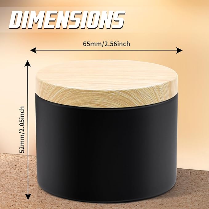 12-Pack Candle Jars, 4oz Candle Tins with Metal Wood-Grain Printing Lids, Empty Metal Candle Jars for Making Candles Bulk Candle Containers -Black