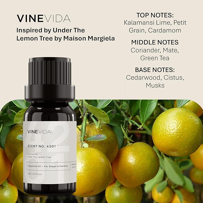 VINEVIDA [10 Ml] Scent NO. 4201 Inspired by Under The Lemon Tree | Premium Fragrance Oil for Candle Making & Soap Making | Candle Scents for Soy Wax | Scented Oils for Car Freshies & Bath Products