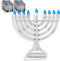 Zion Judaica 6 Pack Electric Hanukkah Menorahs LED USB Powered Menorah Electronic Hanukkiah Battery Minorah Flamless Chanukah Candles (Silver, 6)