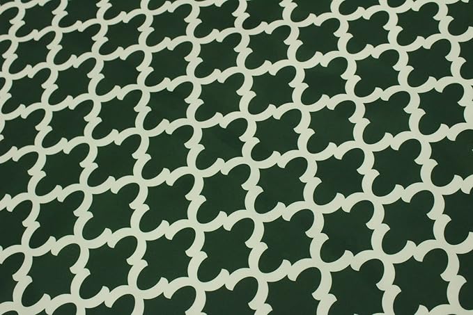 Mybecca Canvas Oxford Fabric Marine Waterproof Outdoor Awning 600 Denier Moroccan Ogee Pattern Green/White (Cut Separate by Yard for Prime Orders-1 Yard) (60"x36")