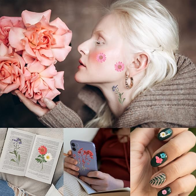 160 Pcs Dried Pressed Flowers for Resin, Real Pressed Flowers Dry Leaves Bulk Natural Herbs Kit for Scrapbooking DIY Art Crafts, Epoxy Resin Jewelry Molds, Candle, Soap Making, Nails Décor