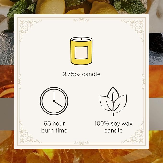 Hotel Lobby Capri Candle – Hand-Poured 9.75oz 100% Soy Wax with Italian Citrus, Jasmine, Amaro Liqueur, Sea Salt, and Mineral Amber – Paraffin-Free, Infused with Essential Oils, 65-Hour Non-Toxic Burn