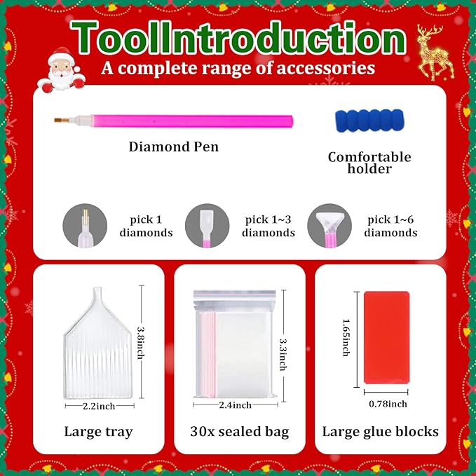Reivworl Christmas Diamond Art Kits for Adults, Snowman Diamond Painting Kits, Gem Art Kit for Gifts and Home Interior Decor 12x16 Inch
