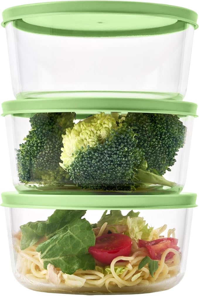 DURA LIVING 12-Piece Glass Food Storage Containers Set (6 Containers + 6 BPA-Free Lids) | 2-Cup, Leakproof | Microwave, Freezer, Oven & Dishwasher Safe | Ideal for Meal Prep & Pantry Organization