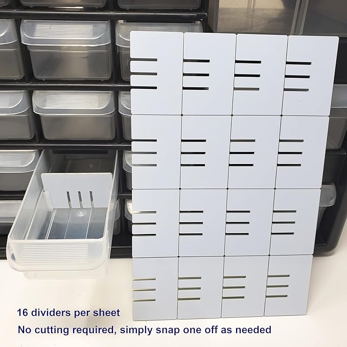 (64-Pack) Small Drawer Configurable Width Dividers compatible with Akro-Mils Plastic Storage Craft Cabinets, (Dividers Only)