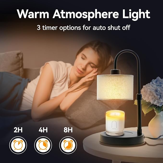 Cosy Life Candle Warmer Lamp with Remote Control & Timer, Dimmable Electric Wax Melt Lamp for Home Fragrance, Includes 2 Bulbs, Housewarming Birthday Gifts for Women, Bedroom Living Room Decor