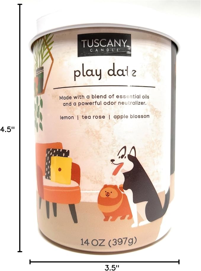 Tuscany Candle Play Date Pet: Lemon Scented Pet Odor Neutralizing Candle, 14 oz