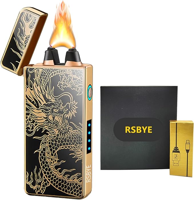 Electric Lighter Dragon Lighter Plasma Lighters Arc Flame Lighters USB Rechargeable Lighterss Candle Lighterss Butane Free with LED Battery Indicator,Gift for Men (Dragon)