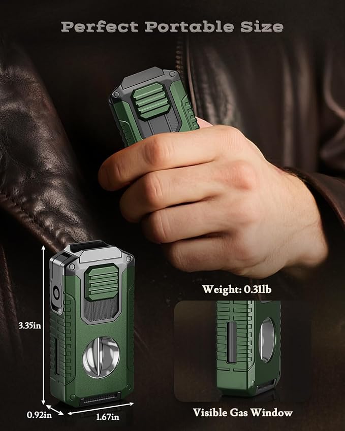 5-in-1 Torch Lighter with Tool, Punch, Holder, and Draw Enhancer Tool, Triple Windproof Jet Flame, Refillable Lighters with Accessories, Cool Lighter Gifts for Men, Butane Lighter for Candle, Travel