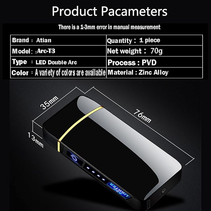 Arc Smart Electric USB Rechargeable Windproof Flameless Plasma Lighter - Lightweight for Fire, BBQs, Fireworks, Candle, Camping - Outdoors Indoors (T3-Color Ice)