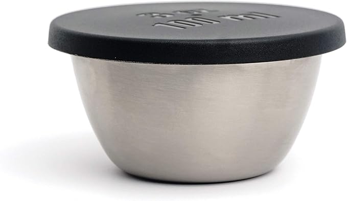 RSVP International Kitchen Prep Bowl Collection, Stainless Steel, Dishwasher Safe, Cup & Lid, 4 Piece, 3-ounce