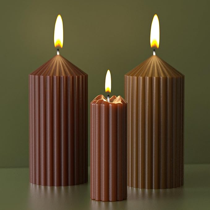 2 Pack Stripe Cylinder Pillar Spiral Candle Resin Mold - Resin Casting Silicone Molds for Home Decor & Candle Making Wave Spiral Mold