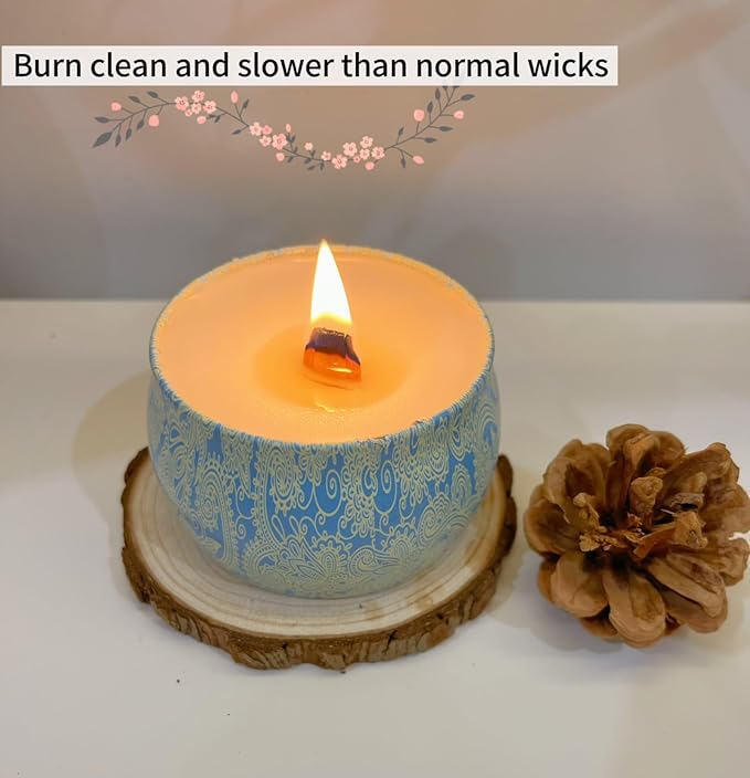 200 Sets Double-Layered Wooden Candle Wicks and Stands 5.1 X 0.5 Inch Natural Candle Wood Wicks Wooden Wicks Wood Wicks for Candles Making,Wooden Candle Wick with Base and Stickers