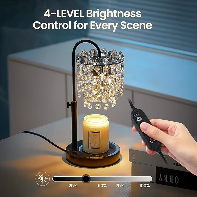 Candle Warmer Lamp with Timer Dimmer Adjustable Height for New Home Bedroom,Vintage Home Decor for Scented JaR 3 Bulbs for New Home Decor, Women Mom Christmas Birthday Gifts,Black (Black)