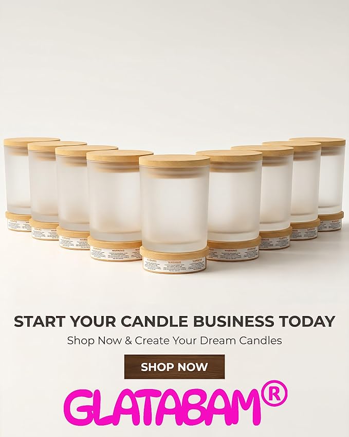 GLATABAM 7 OZ Candle Jars 12 Pack - Bulk Glass Candle Making Jars with Bamboo Lids & Labels, Heat Resistant Empty Reusable Candle Vessel for Containers(Frosted White)
