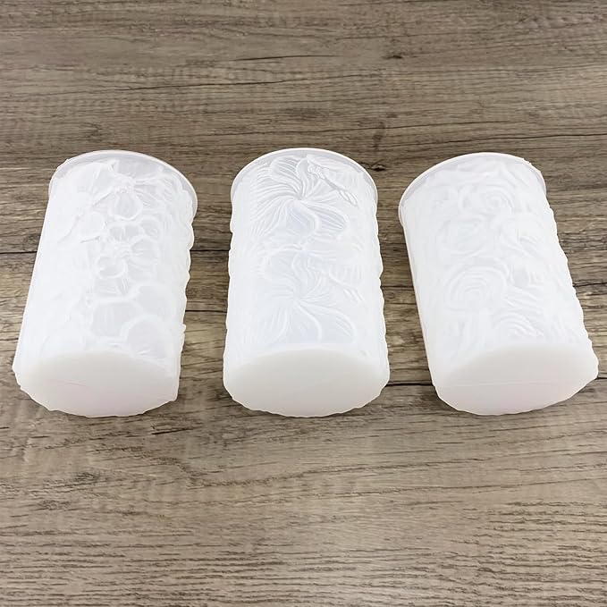 3pcs Flower Cylinder Candle Silicone Molds for Candle Making Soaps Light Resin Clay Home Decoration Crafts DIY (Style -1)