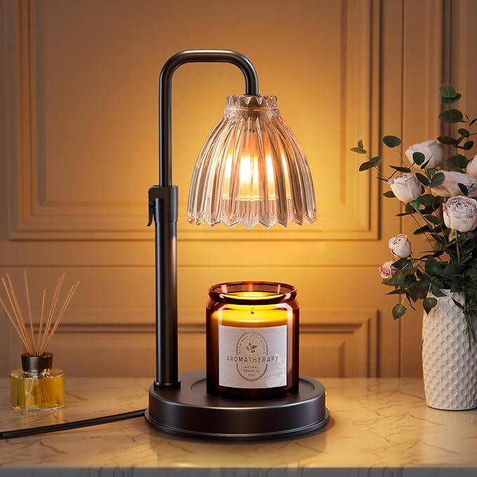 Hyrion Candle Warmer Lamp with Timer Dimmer, Adjustable Height Wax Warmer for Scented Jar Candles, Flameless Candle Melter with 2 Bulbs, Perfect Housewarming, Birthday Gifts for Women, Mom, Home Decor