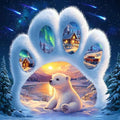 SENQAO Bear Diamond Art Kits for Adult, Christmas Paw Diamond Painting Kits for Beginners, DIY Full Drill Winter Holdiay Rhinestone Diamond Dots Gem Painting Art Craft Home Decor 12 x12 Inch