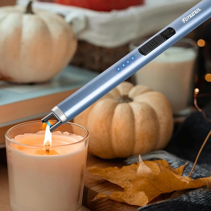 Electric Candle Lighters Arc Windproof Flameless USB Rechargeable Lighter for Cooking BBQs Fireworks Blue