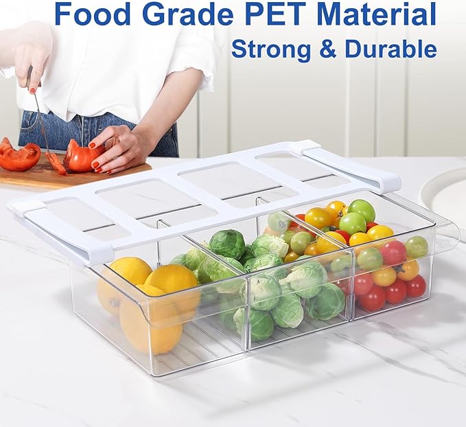 Pull-Out Fridge Drawer Organizer - Under Shelf Storage Bins for Cheese Slices, Deli Meat & Small Items - Space Saving Refrigerator Organizer (2" Height x 12.7" Width)
