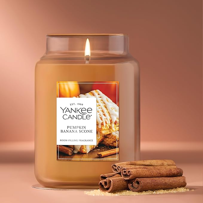 Yankee Candle Pumpkin Banana Scone, Scented Candle, 22oz Large Jar with up to 150 Hour Burn Time, Giftable