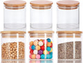 JUVITUS 10 oz Clear Glass Borosilicate Jar with Bamboo Silicone Sealed Lid (6 Pack) Nuts Spice or Kitchen Storage