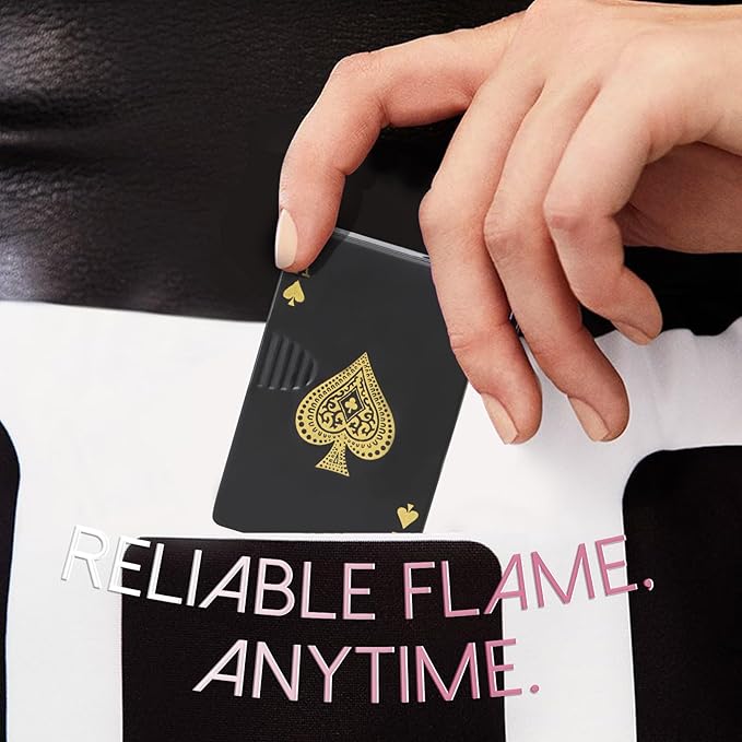 Jet Torch Lighter Green Flame Ace of Spades Design Cool Lighters Refillable Butane Windproof Poker Lighter Adjustable Cool Flame for BBQ, Candle, Gift for Men/Women (Without Gas) (Black Ace)
