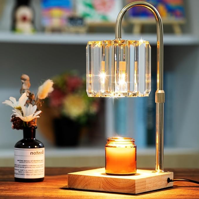 Yuichoy Candle Warmer Lamp with Timer, Dimmable Electric Candle Wamer Adjustable Height, Glass Modern Candles Melter Lamp, Gifts for Women Mom, Clear