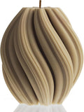 LAWA Swirl Candle - Beautiful Handmade Pillar Scented Soy Wax Twirl Elegant Bubble Aesthetic Candle Housewarming Gift Home Room Shelf Decor Idea Spiral Olive Beige (Small)