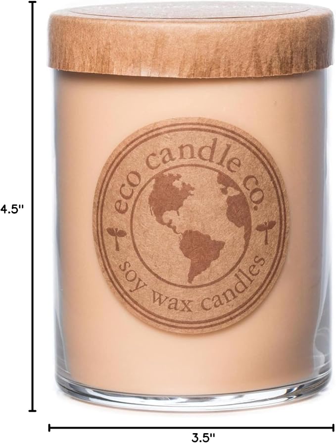 ECO CANDLE CO. Recycled Candle, Vintage Amber, 18 oz. Double Wick - Scents of Wood Resin, Nutmeg, Cinnamon, & Vanilla - 100% Soy Wax, No Lead, Kraft Paper Label & Lid, Hand Poured, Midwest Soybeans
