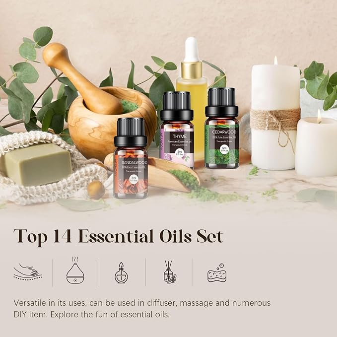 Essential Oils Set -28x5ml Fruity & Woody & Herbal Fragrance Oils Set for Candle Making, Soap Scents & Diffuser