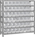 Quantum Storage Systems 1239-101CL Clear-View Sloped Shelving Unit with 4" Shelf Bins, 48 QSB101 Shelf Bins, 12" D x 36" W x 39" H