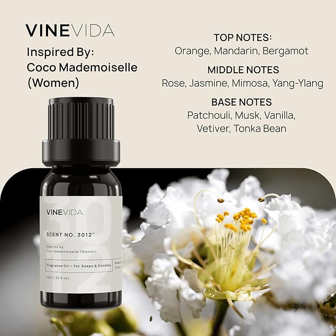 VINEVIDA Scent NO. 3010 Fragrance Oil - 10mL - Inspired by: Coco (Women); Candle Fragrance Oil for Soy Candles - Soap Making Scents