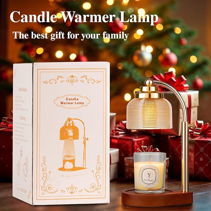 Candle Warmer Lamp with Timer Dimmer, Adjustable Height Wax Melt Warmer for Jar Candles, Vintage Home Decor & Aesthetic Bedroom Decor, Birthday Gifts for Women Mom Sister with 2 Replacement Bulbs