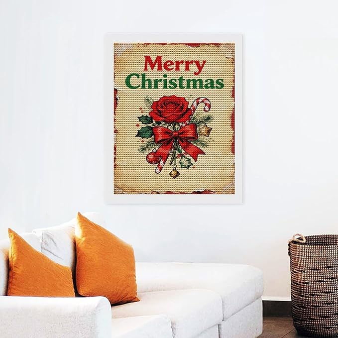 AIVKIEJK Diamond Painting Kits for Adults - Merry Christmas Santa, Holly & Vintage Painting DIY 5D Full Drill Diamond Dots Paintings with Diamonds Gem Art and Crafts Home Decor 16"x20"