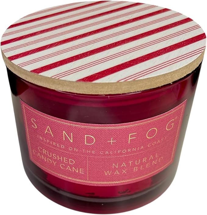 Sand + Paw Scented Candle - Crushed Candy Cane – Additional Scents and Sizes – 100% Cotton Lead-Free Wick - Luxury Air Freshening Jar Candles - Perfect Home Decor – 12oz
