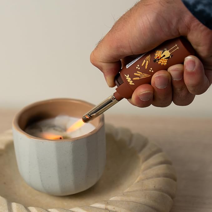 MK Lighter Collector’s Edition Refillable Candle – Multipurpose Jet Flame Butane with Long Wand for Indoor & Outdoor Use Gift Couples Friends Family (Harvest-5PC)