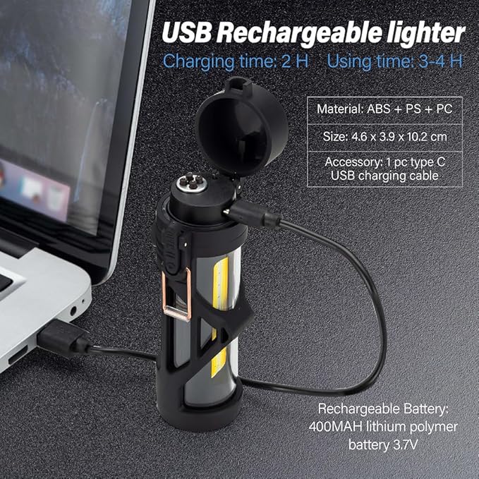 KALIMO Plasma Arc Lighter with LED Flashlight, Dual Arc Windproof Flameless Lighter, IP65-Rated Water-Resistant, USB-C Rechargeable, Portable for Camping, Hiking, BBQ and Outdoors
