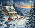 EnLvYY Paint by Numbers for Adults 16x20 Inch, DIY Acrylic Painting on Canvas, Santa Claus Sleigh with Reindeer in Snowy Winter Forest and Cabin, Christmas Landscape Wall Art Gift,Unframed